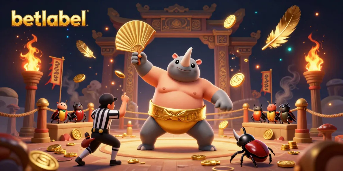 Experience vibrant action at betlabel with a rhinoceros beetle champion in an exciting casino atmosphere.